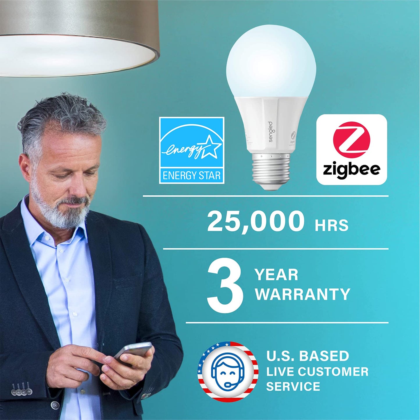 Sengled Zigbee Smart Light Bulbs, 60W Equivalent A19, Daylight, 2 Pack, Works with SmartThings and Echo, Voice Control