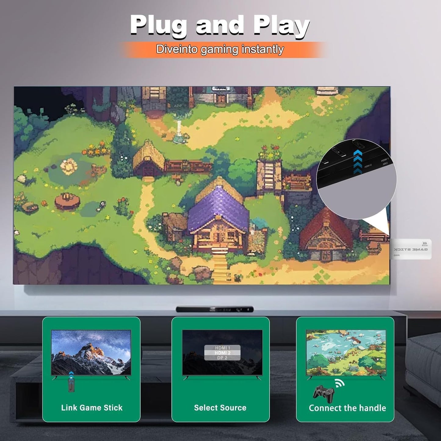 New Retro Gaming Console & Game Stick Pro - 40,000+ Classic Video Games, 23 Emulators, Dual Wireless Controllers, 4K HDMI Output, Plug & Play, Compatible with TV, PC, Projector, 64GB