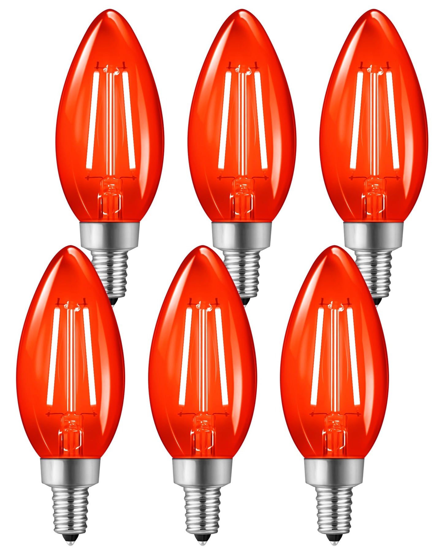 Goebleson Red E12 Led Light Bulbs  C35 5W (60W Equivalent) Glass Dimmable Chandelier Bulbs  Decorative Lighting For Christmas  Halloween  Party  Holiday Decoration  6 Pack R2C3P605