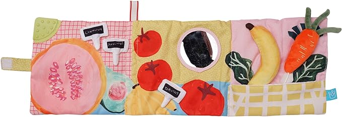 Manhattan Toy Mini-Apple Farm Soft Activity Crinkle Book for Baby & Toddler with Discovery Mirror and Textured Teether Multicolor