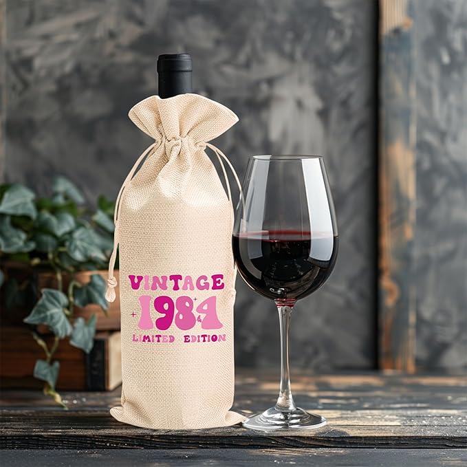 comfit 40th Birthday Wine Bag Gifts for Her,Double-Sided Wine Bag,40th Birthday Wine Bag,40th Birthday,Birthday Decorations,Wine Gift Bags