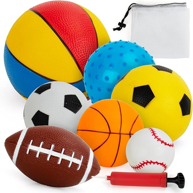 Balls for Toddlers 1-3,Toddler Sports Toys,Set of 7 Kids Ball Soft Foam Baby Sports Balls- Soccer Ball Basketball Baseball...