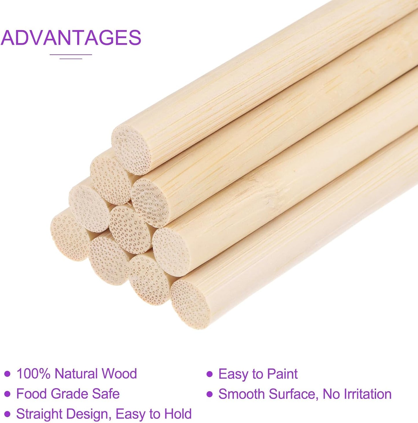 DMiotech 50 Pack 11/32" x 12" Wooden Dowel Rods Unfinished Natural Sticks Wood Craft Sticks for Home Decor Projects and Making DIY Craft,Wood Color