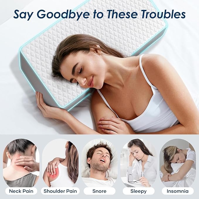 Cooling Cube Pillow for Side Sleepers, Square Memory Foam Side Sleeper Pillow Firm Soft Double-Sided Supportive, Support Head Neck Shoulder for Pain Relief Cervical Pillow, 24"x12"x4"