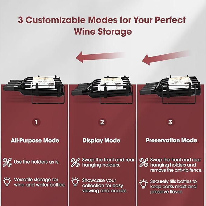 Stackable Wine Rack Countertop, 8 Bottles Wine Bottle Holder for Inside Cabinet, Small Tabletop Wine Holder Stand for Pantry Bar, 2-Tier Angle Adjustable Wine Bottle Rack for Tight Spaces