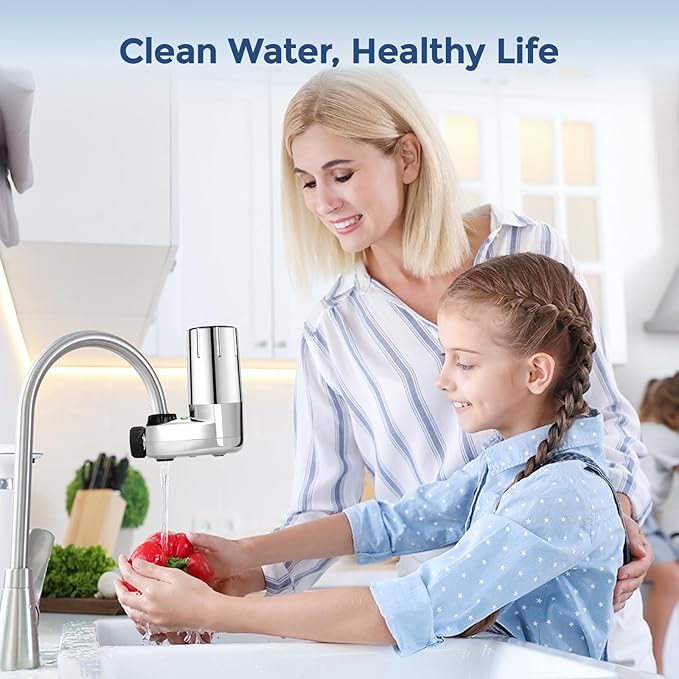 2-Pack Water Filter Replacement for Brita Faucet Filtration System, BPA-Free, Certified to Reduce Chlorine and Lead, Replace On-Tap Faucet Mount Water Filter, Chrome