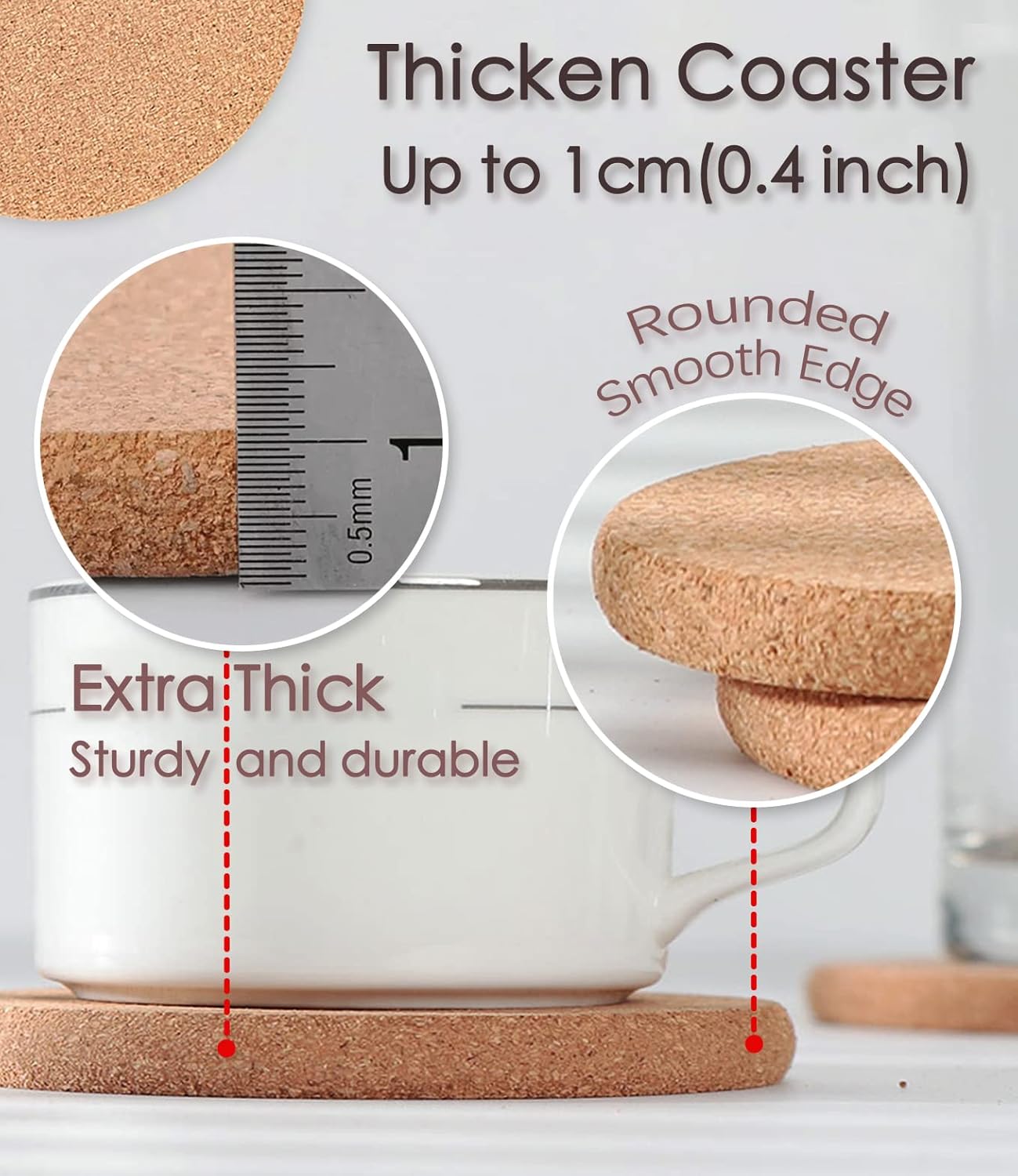 Cork Trivet, 8 Pack High Density Thick Cork Trivets for Hot Dishes, 8 Inch Heat Resistant Large Coaster for Kitchen, Hot Pads for Table & Countertop