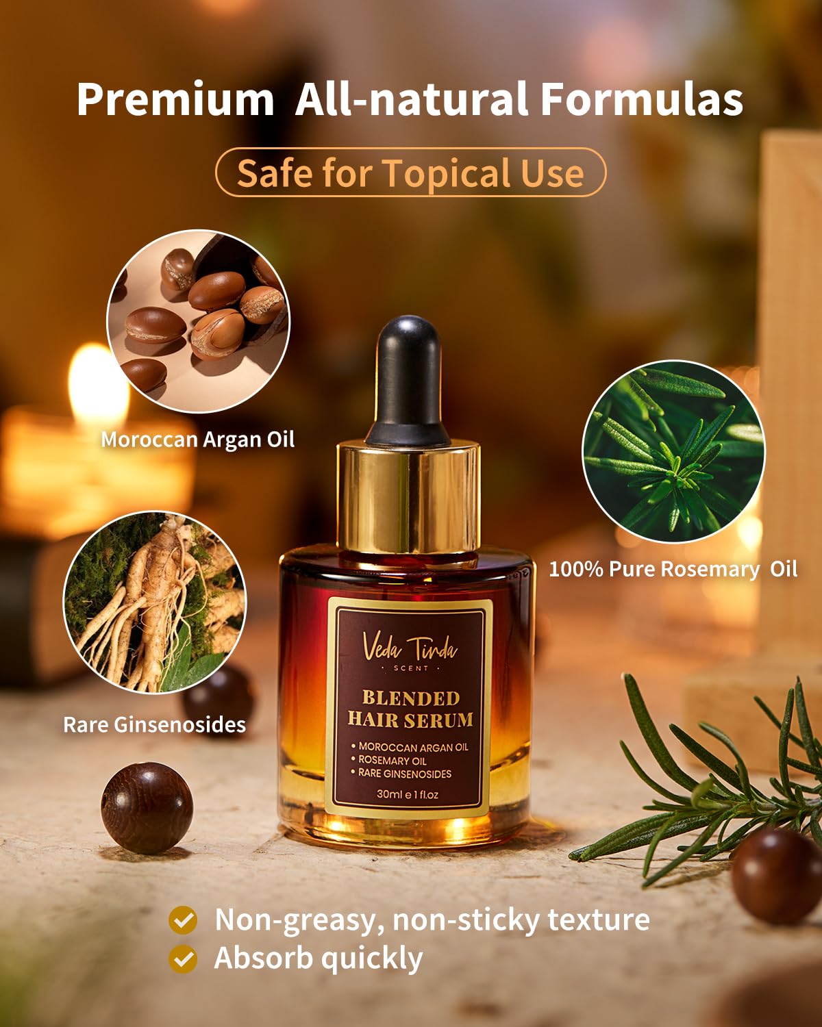 Hair Serum Applicator & Rosemary Oil & Moroccan Argan Oil, Scalp Massager for Hair Growth, Scalp Care Essential Oil Set for Men and Women