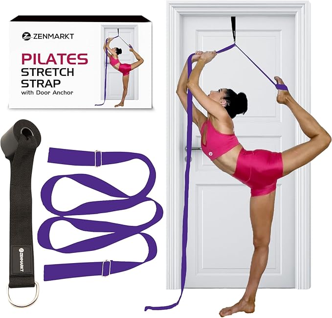 Pilates Stretching Strap with Door Anchor - Flexibility Equipment for Pilates Practitioners - Ideal for Improving Leg Flex...