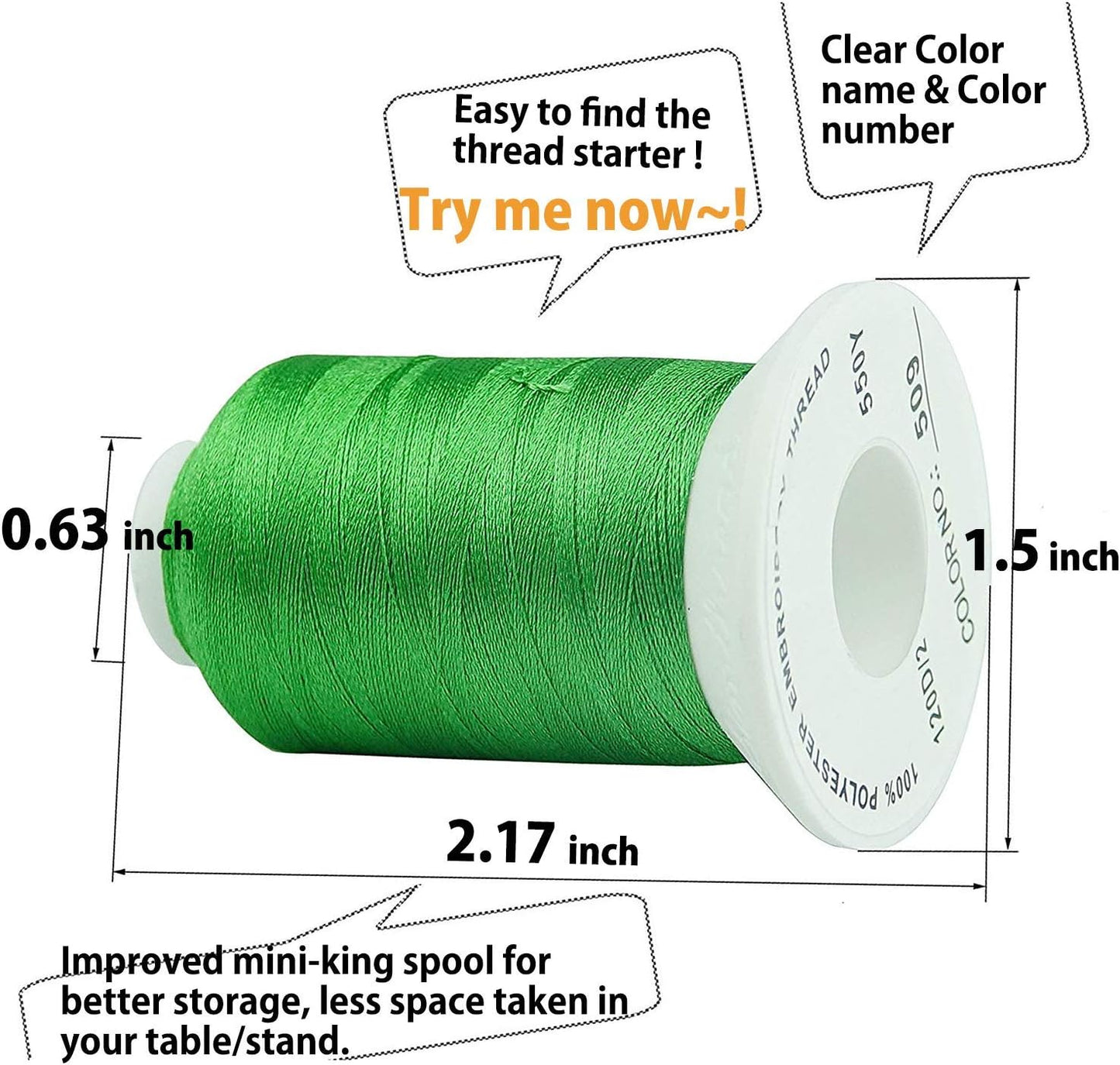 Simthread 63 Colors Polyester Compatible with Brother Embroidery Machine Thread Kit 40 Weight Compatible with Brother Babylock Janome Singer Pfaff Husqvarna Bernina Embroidery Sewing Machines 550Y