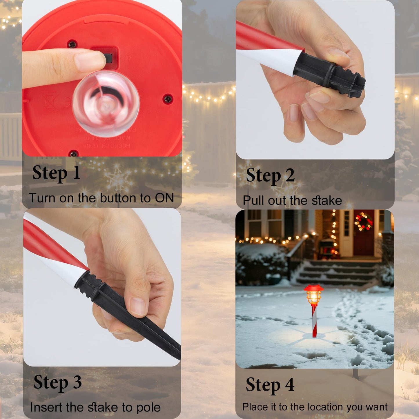 6 Pack Solar Pathway Lights Outdoor Christmas Decorations  Waterproof Candy Cane Christmas Pathway Lights For Yard  Walkway  Driveway  Garden Decor  Solar Powered Outdoor Lights For Xmas Gifts