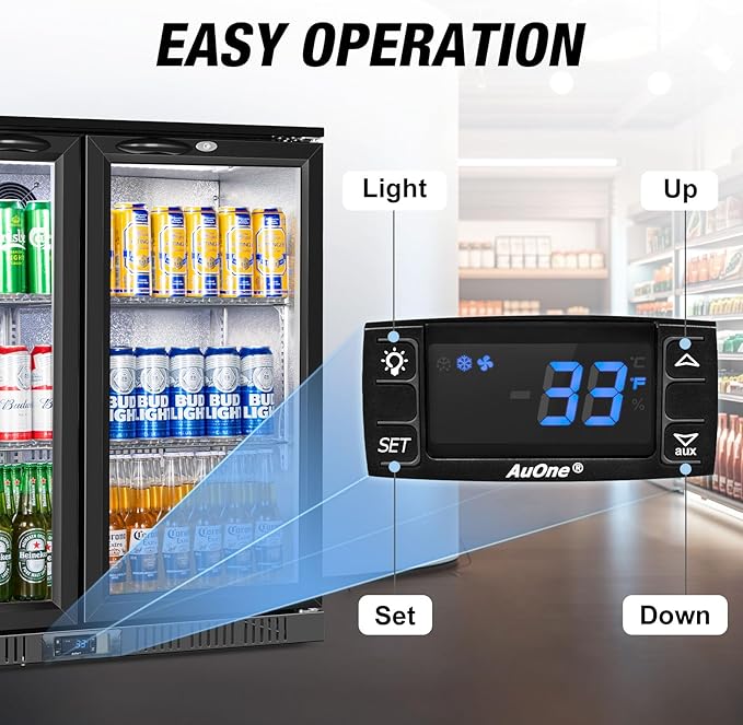 Beverage Refrigerator Drink Fridge, Back Bar Beer Fridge With 2 Glass Door, 35.5 In Height Beverage Cooler, Under Counter Refrigerator, Drink Cooler Undercounter Refrigerators, Outdoor Fridge