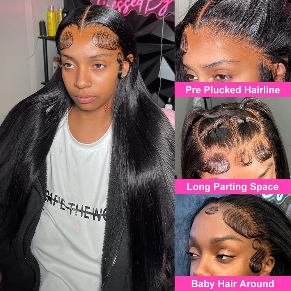 KFgood 13x6 Lace Front Wigs Human Hair Glueless Wigs Human Hair 200% Density HD Lace Front Wigs Human Hair Pre Plucked with Baby