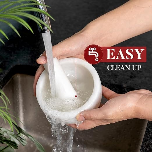 Koville Marble Mortar and Pestle Set, 5"-1.5 Cups Grinder Bowl for Guacamole, Salsa, Pill Crusher, Spice, Herb, Garlic, Nut, Heavy Duty Grinder for Kitchen(Namib Fantasy)