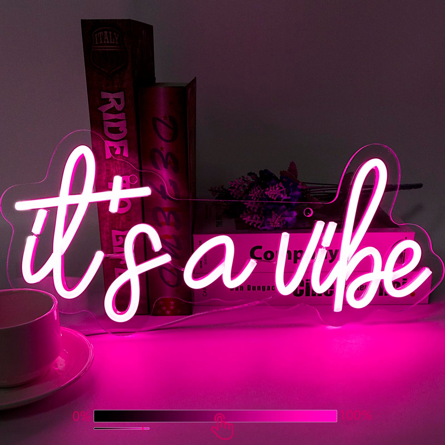 Moodlion ItS A Vibe Neon Sign  Neon Signs For Wall Decor  Neon Dimmable Pink Led Signs For Bedroom  Neon Light Up Signs For Home malt-inspired Bar Cafe Game Room Birthday Wedding Decorations Girls Boys Gifts
