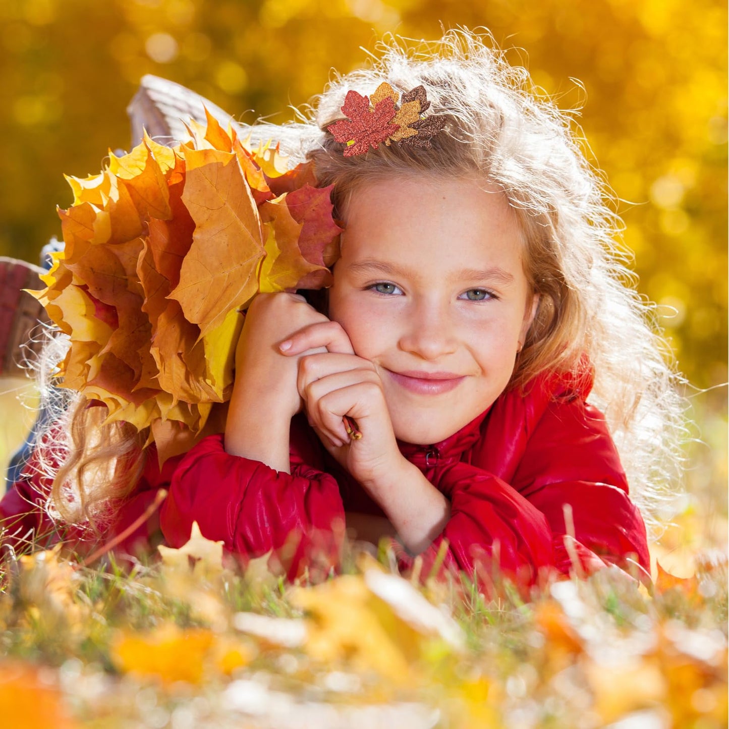 Fall Hair Clips for Women Girls Glitter Maple Leaf Hair Accessories Autumn Cute Barrettes Thanksgiving Orange Gold Leaves Hairpi