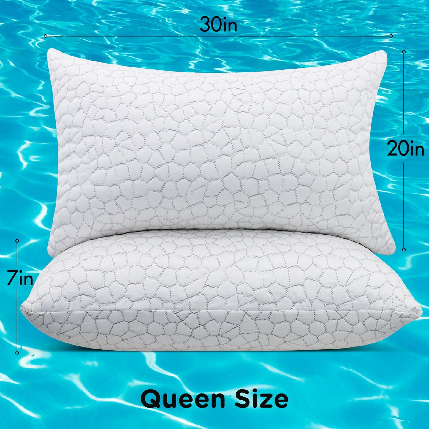 SUPA MODERN Cooling Pillows Queen Size Set of 2, Shredded Memory Foam Pillows for Sleeping 2 Pack, Adjustable Firm Bed Pillow for Side Back Stomach Sleepers, Cool Luxury Gel Pillow for Neck Support