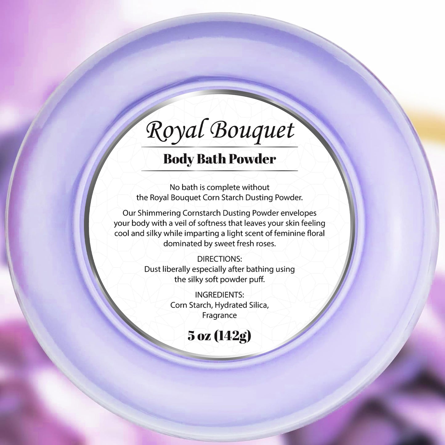 R-NEU 2 Pack Body Powder for Women with Powder Puff, 100% Talc-Free, Elegant Rose Petal & Royal Bouquet Scented Dusting Powder, After Bath for Soft Skin, Extra Large, (2 Pack, 5 Oz Each)