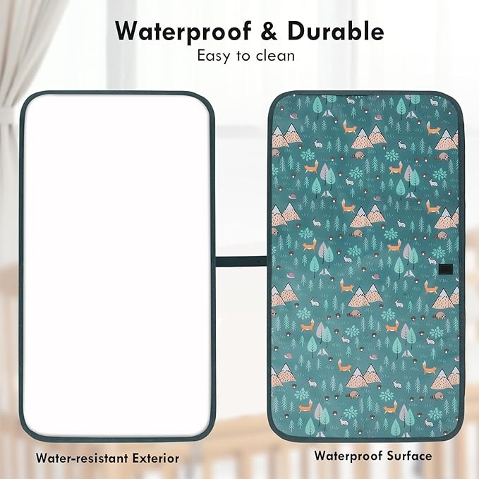 Portable Diaper Changing Pad for Baby - Waterproof Compact Changing Mat with Wrist Strap - Wipeable Travel Changing Pad for Diaper Bag