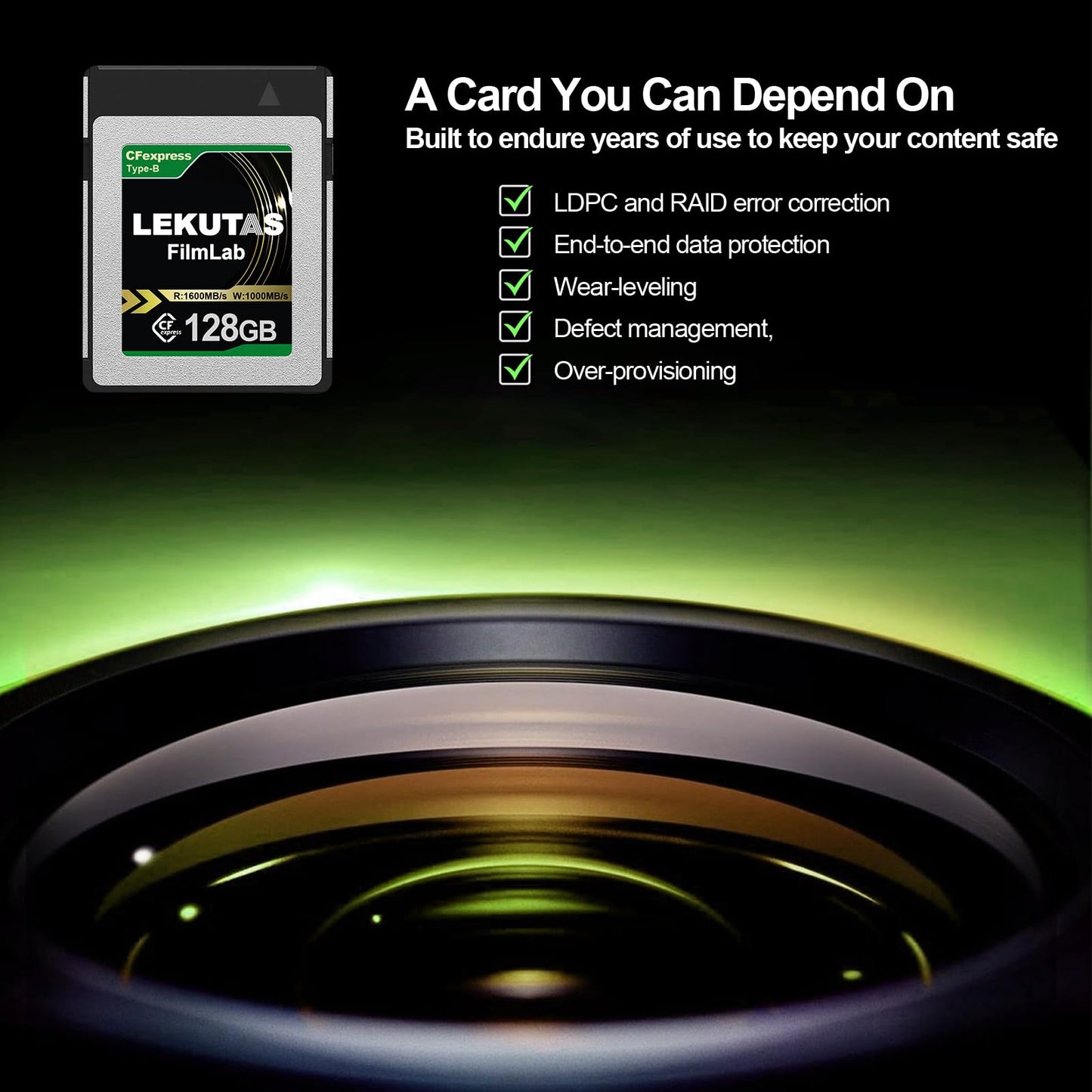 Lekutas 128Gb Cfexpress Type B Memory Card, R1600Mb/S W1000Mb/S Cfx Xqd Cards Type B For Cameras 8K Raw, Compatible With Nikon Z
