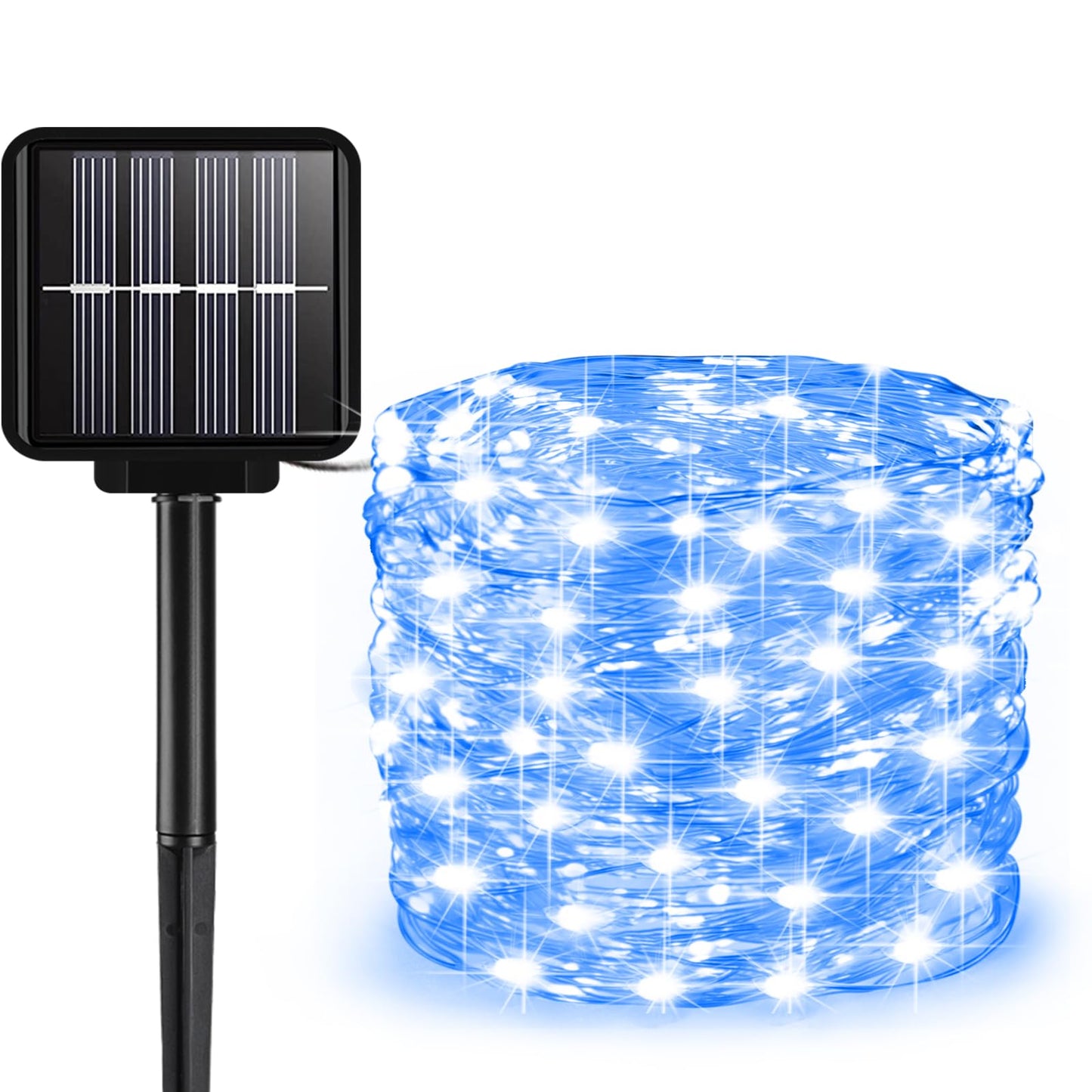 Solar String Lights Outdoor  33 Feet 100 Leds 8 Modes Solar Fairy Lights For Outside  Waterproof Outdoor Light For Patio Yard Christmas Tree Halloween Wedding Party Decorations  Blue