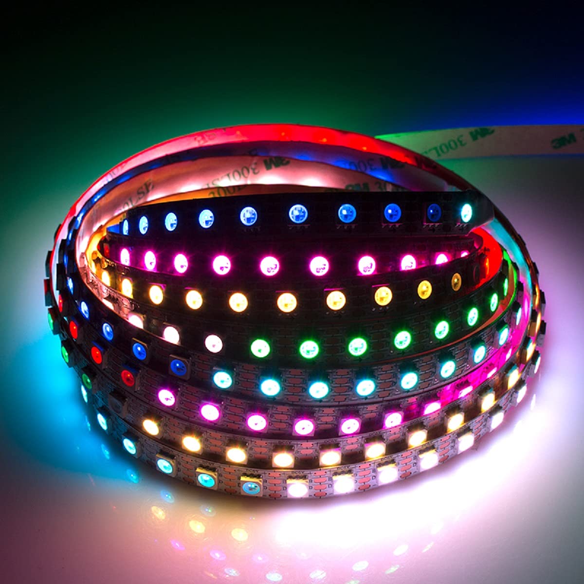 Adresuno Ws2811 Ic Led Strip 60Pixels/M 16.4Ft 300Leds Non-Waterproof White Pcb Model Aqyc-211214-7