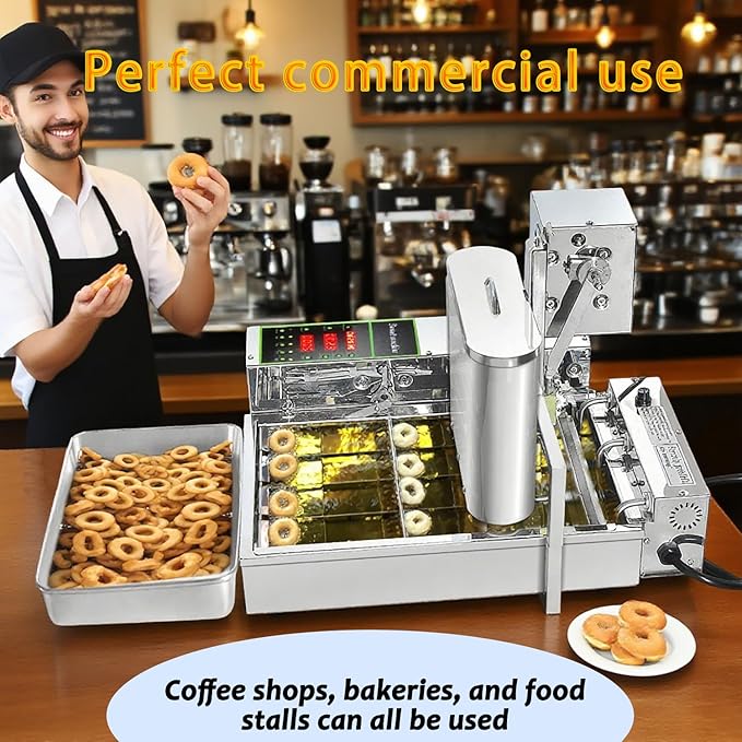 4 Rows Donuts Commercial Frying Donuts Maker, Automatic Mini Donut Maker Machine, Doughnut Maker, For Restaurant, Bakery, Party, Dessert Shop, 1750 Pcs/hour