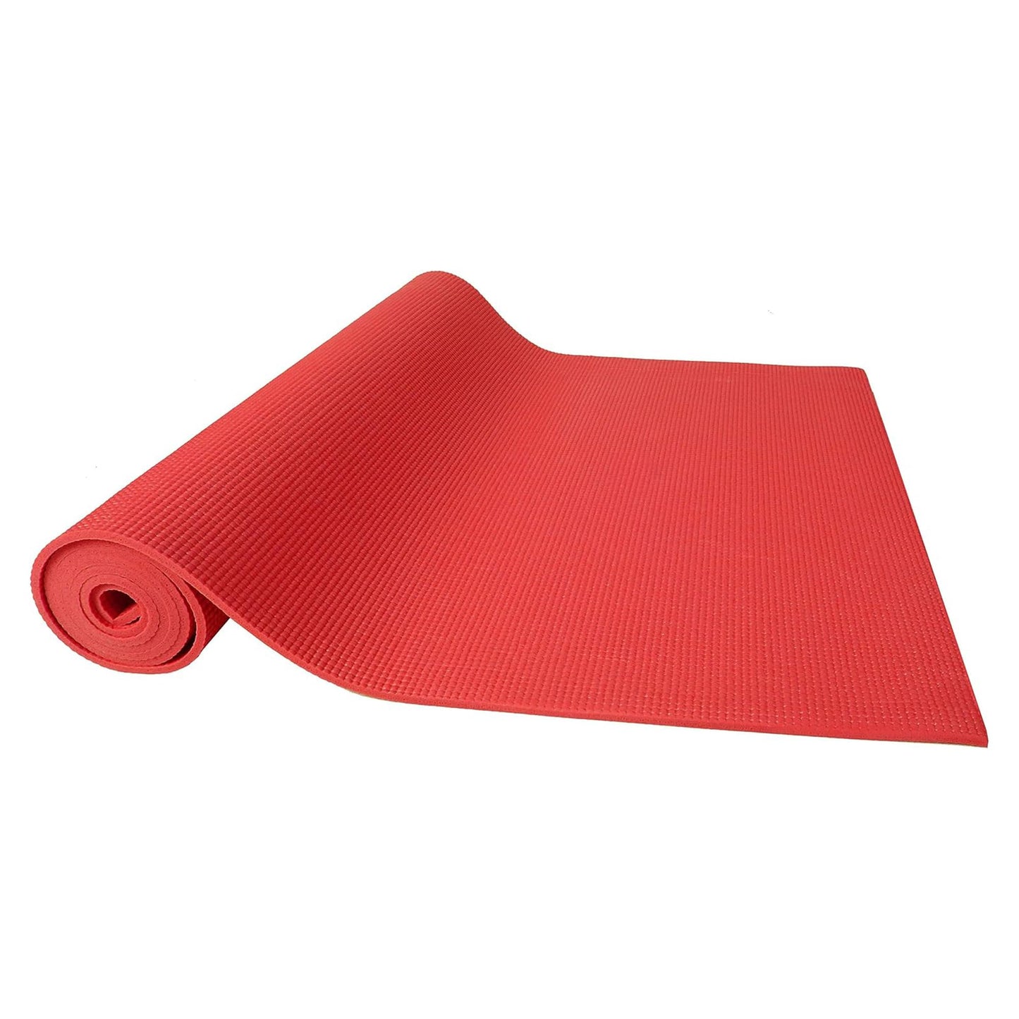 Fitvids 1/4-Inch High Density Thick Non Slip Yoga Mat with Knee Pad and Carrying Strap for Workout, Pilates, Gym Home Exercise, Red