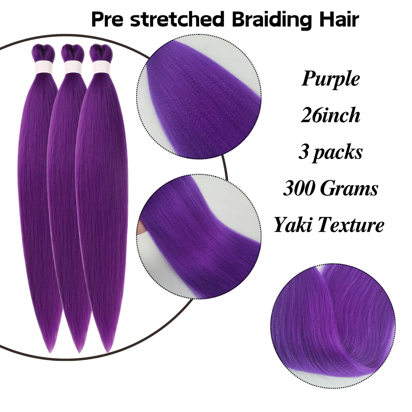 Purple Braiding Hair for Boho Braids Pre stretched Curly Braiding Hair Knotless Ez Braids