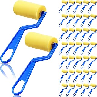 Tenceur 3 Inch Foam Paint Rollers Painting Sponge Roller Small Sponge Paint with Plastic Handle for Young Artists Kids Ear...
