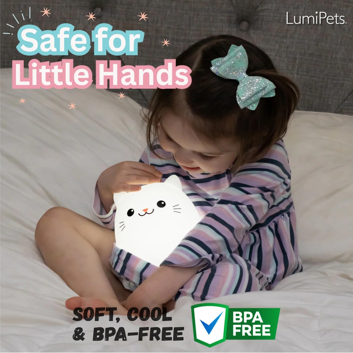 Lumipets Night Light Kids Lamp, Rechargeable Multicolor Silicone Cat Night Light, Model Lumipets13 For Girls Room