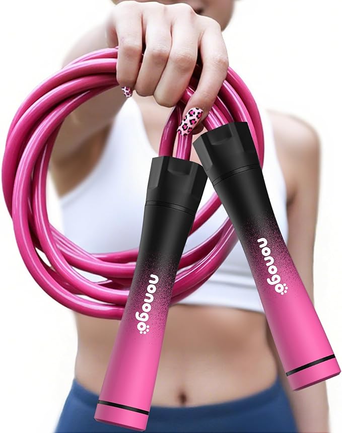 nonogo 1.1LB Weighted Jump Rope for Women – Adjustable 10mm Heavy PVC Skipping Rope for Fitness, Ideal for High-Intensity ...