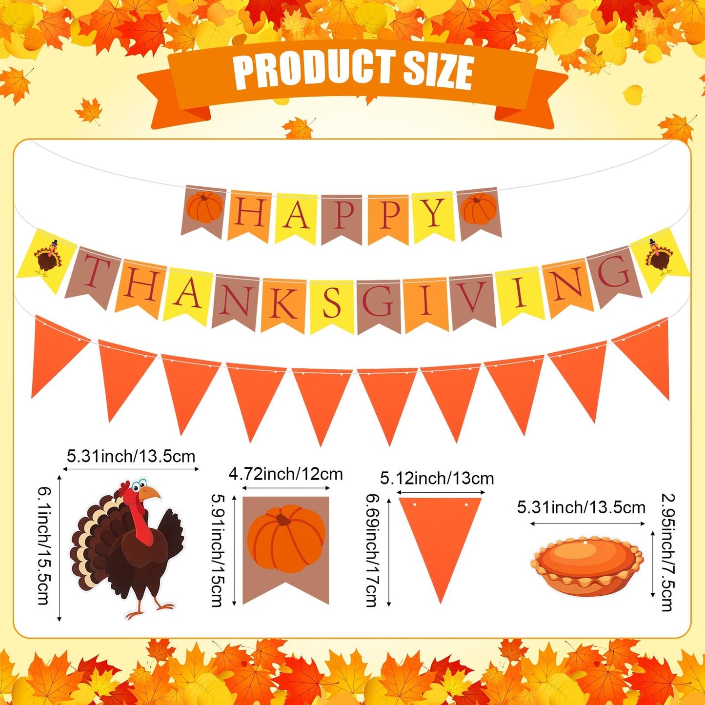 Motiskyy 28 Pcs Thanksgiving Party Decoration Include Happy Thanksgiving Banner Autumn Paper Lanterns Pom Pom Hanging Fans Bunting Garland Swirl Streamers For Fall Harvest Birthday