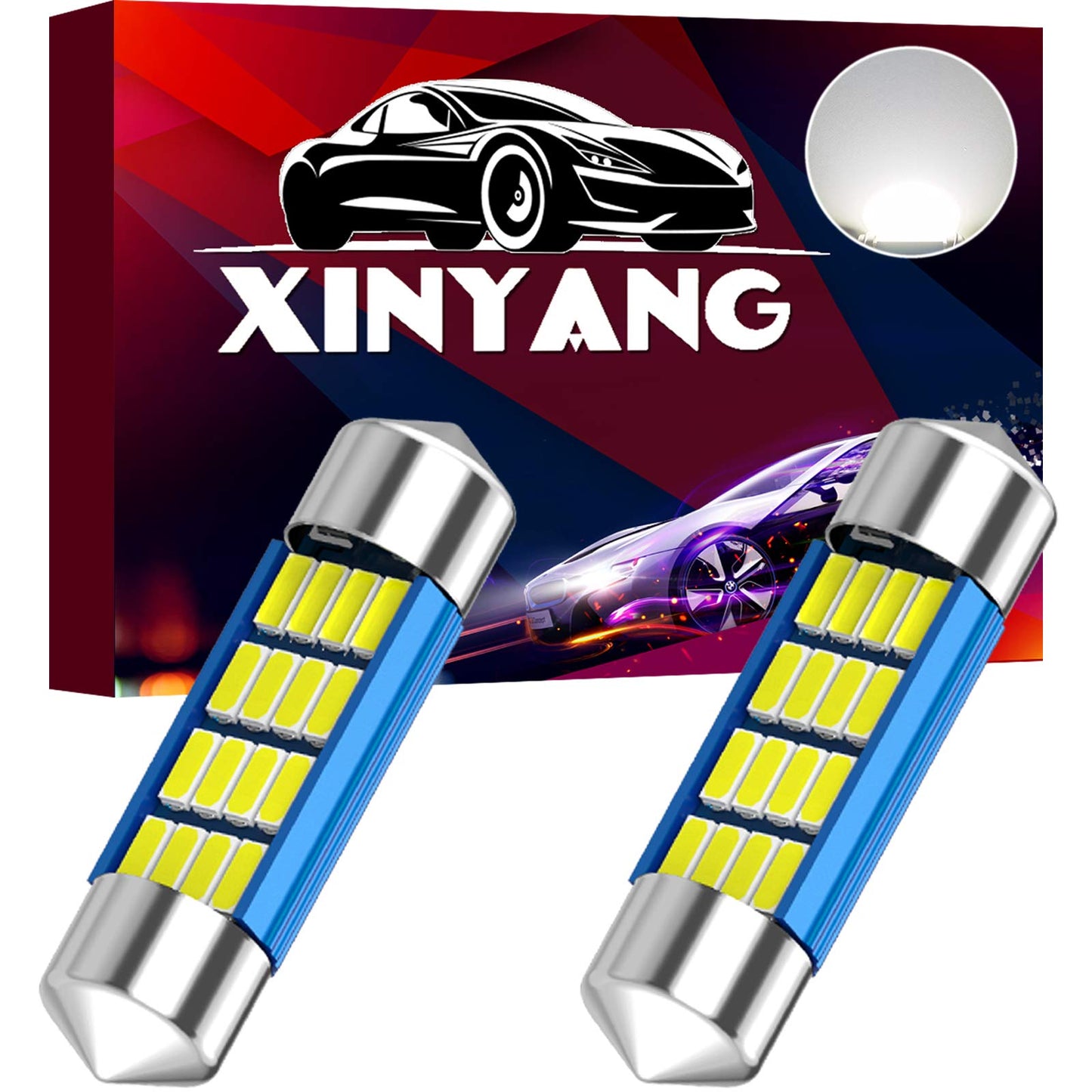 Xinyang 2Pcs 6418 Led Car Bulb 36Mm Festoon 16-Smd 4014 Chipsets White For Interior Dome License Plate Lights