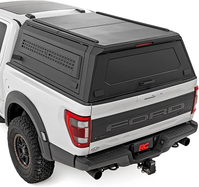 Rough Country Truck Bed Cap Topper for Ford F-150 (2021-2026) 5'7 Bed - Modular Design, Locking Gullwing Access Doors, Mol...