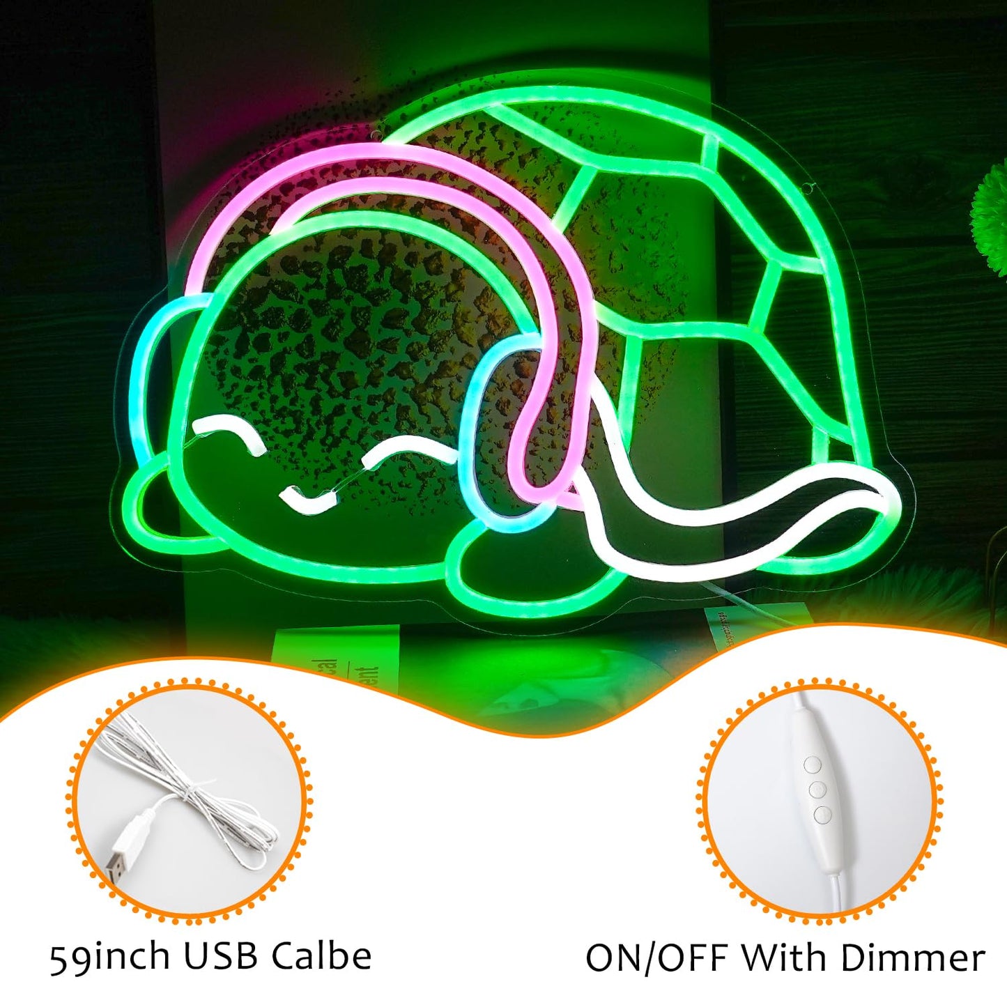 Turtle Neon Sign Led Green White Pink Neon Light Art Turtle Wall Light Up Sign Dimmable Neon Sign For Bedroom Bar Man Cave Club Party Wall Decor Gift