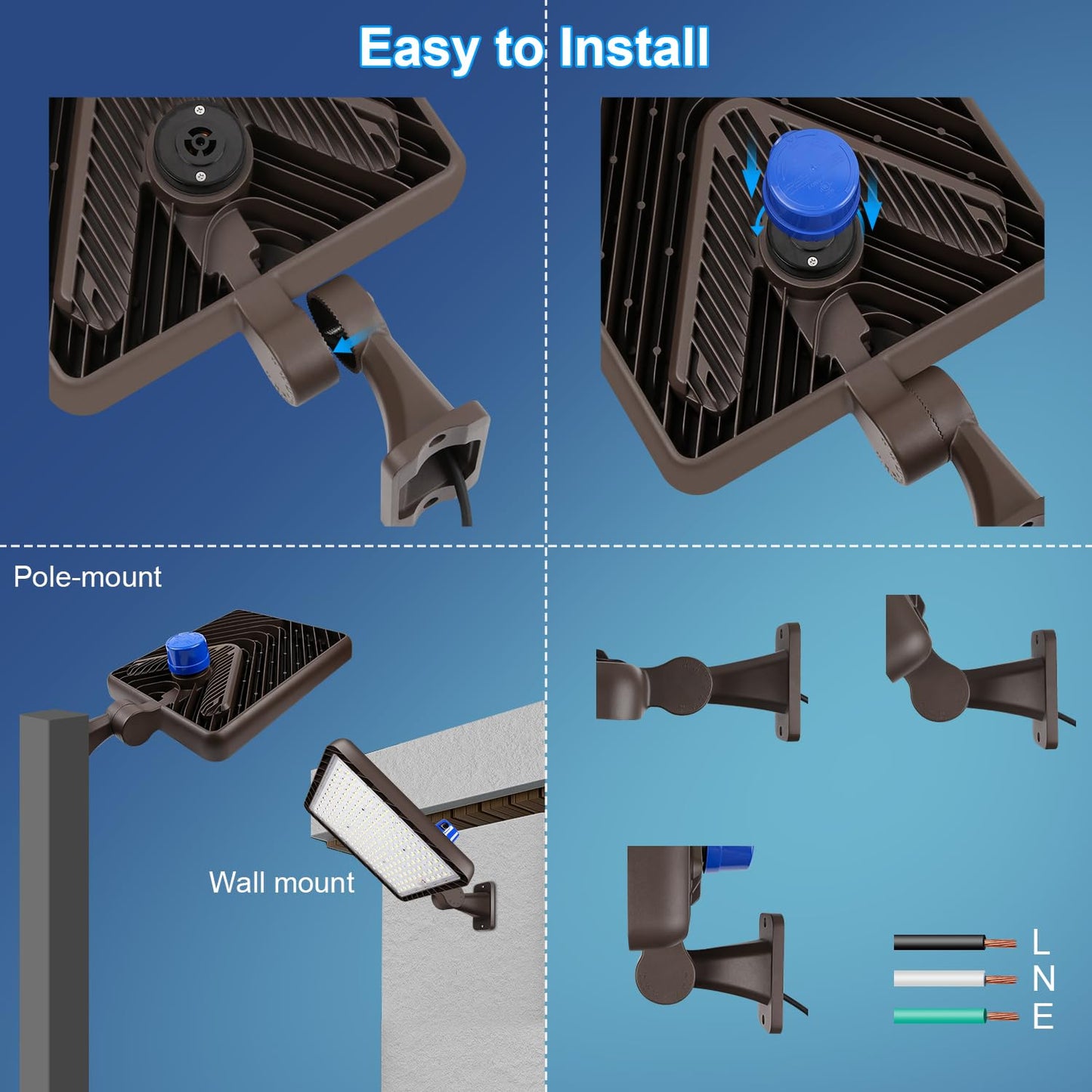 Ledmo 480W Led Parking Lot Light  Dusk To Dawn Outdoor Commercial Area Lighting  Ip65 Exterior 5000K 72000Lm Super Bright Security Flood Light Heavy Duty 2 Pack