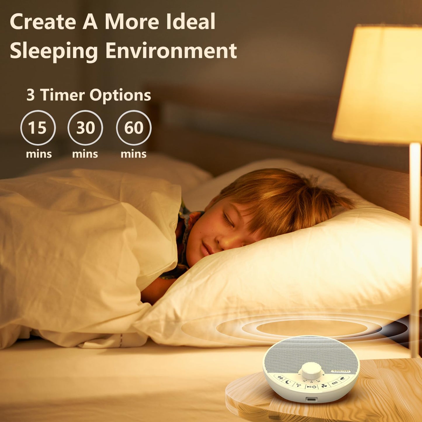 Someyou Portable White Noise Sound Machine with 18 Sleep Sounds, Battery Powered Bluetooth Function Knob Volume Control Sleep Timer, Travel White Noise Machine for Sleeping Adults Baby(White)
