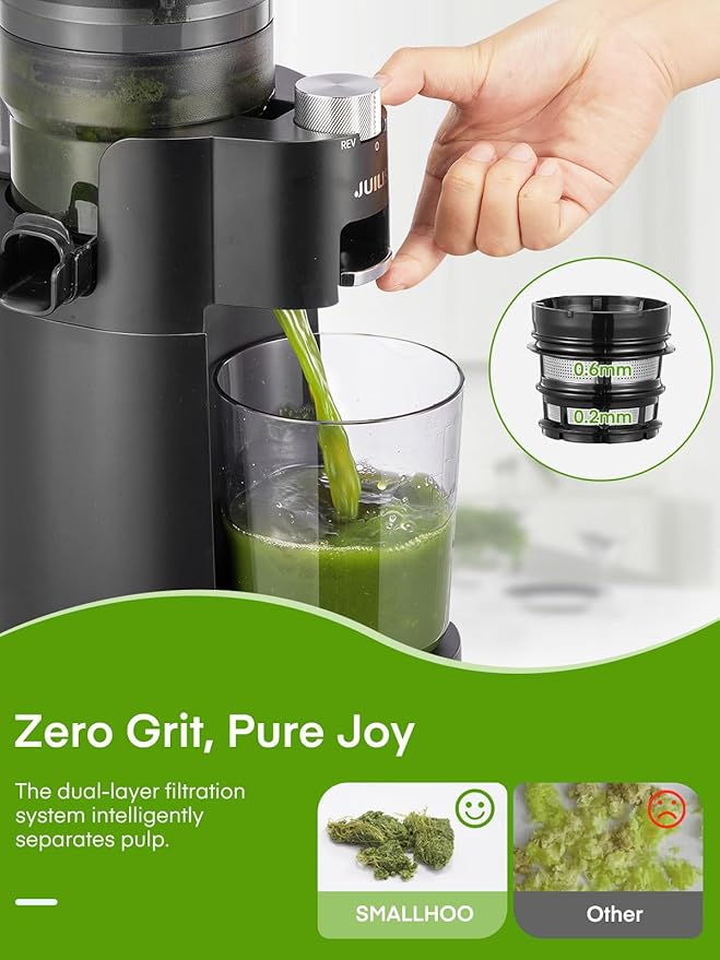 Cold Press Juicer Machines, Masticating Slow Juicer, Quiet, Whole Fruit/Vegetable Juicer with High Yield, Easy to Clean, BPA Free (Black)