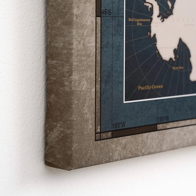 Canvas World Map with Cork Pin Board - English Lettering - Decorative Wall Decoration for All Rooms - Canvas Pictures with World Map Motif (70x50 cm, Pattern 18)