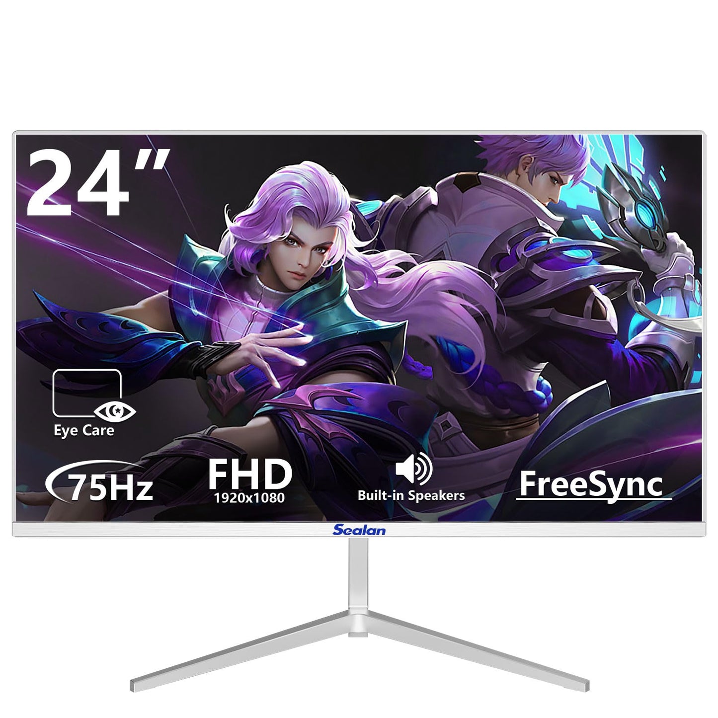 Sealan 24 inch Computer Gaming Monitor 100Hz Refresh Rate 16:9 Aspect Ratio 1080P Display HDMI Ports with Frame-Less/Tilt/Ergono