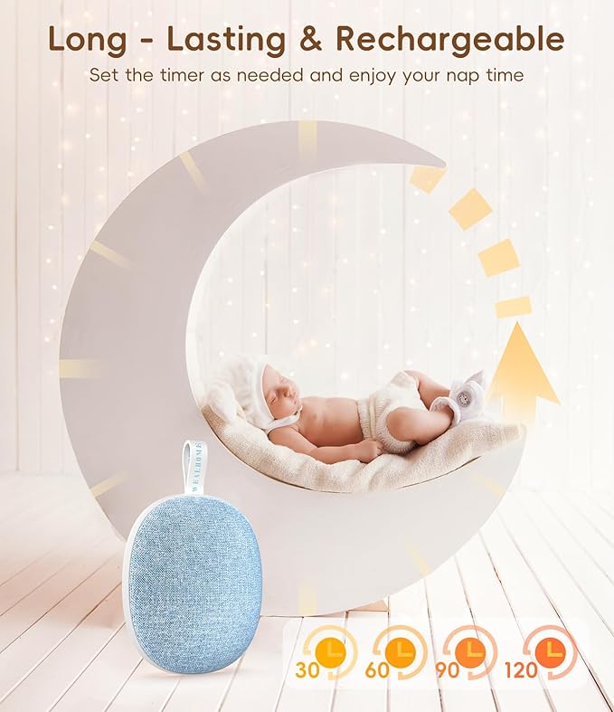 Portable White Noise Sound Machine: Baby Sleep Soother, Bluetooth Speaker, Rechargeable Battery, 4-Speed Timer, 6 Soothing Sounds Adult Therapy Aid for Trave (Purple, Portable)