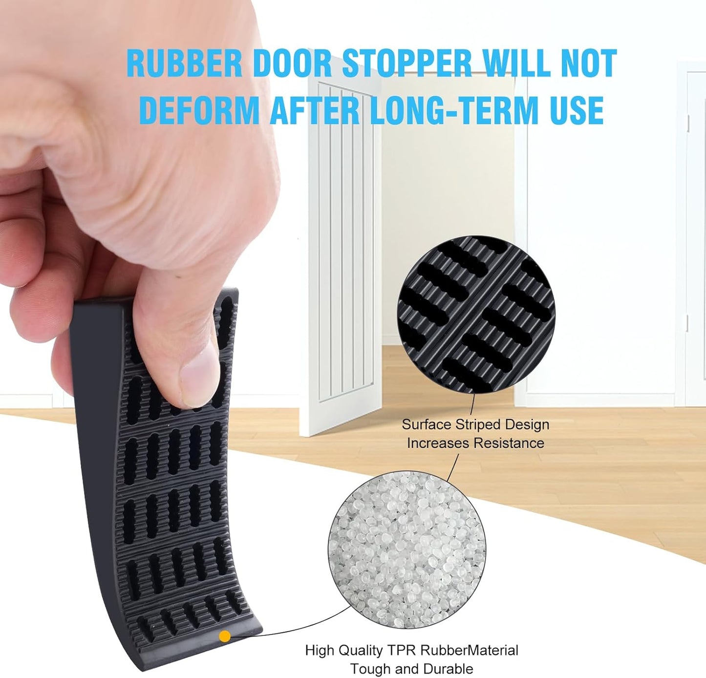 Door Stopper,4 Pack Flexible Rubber Door Stops Wedge Holder,DIY Furniture Levelers for Doors, Tables of Home Improvement、Office、School、Factory etc（Black） … B0C9GPBS9J (Door Stops)