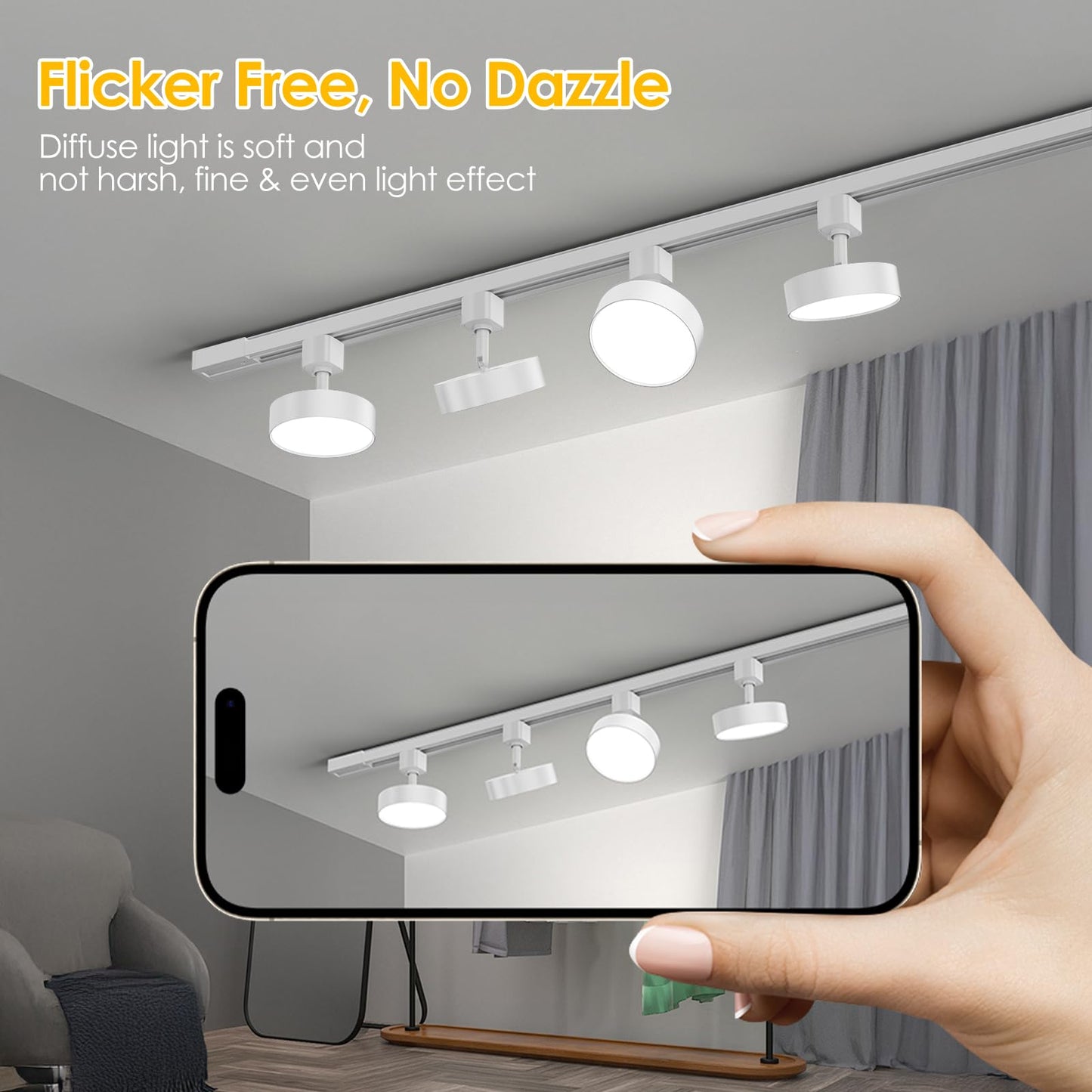 Tuyubee Diffuse Led Track Lighting Heads H Type Track Light Heads Dimmable Kitchen Track Lighting Fixtures Ceiling  Compatible With H Track Rails - Flicker Free Cri90+ 3000K 12W 1000Lm  4 Pack White