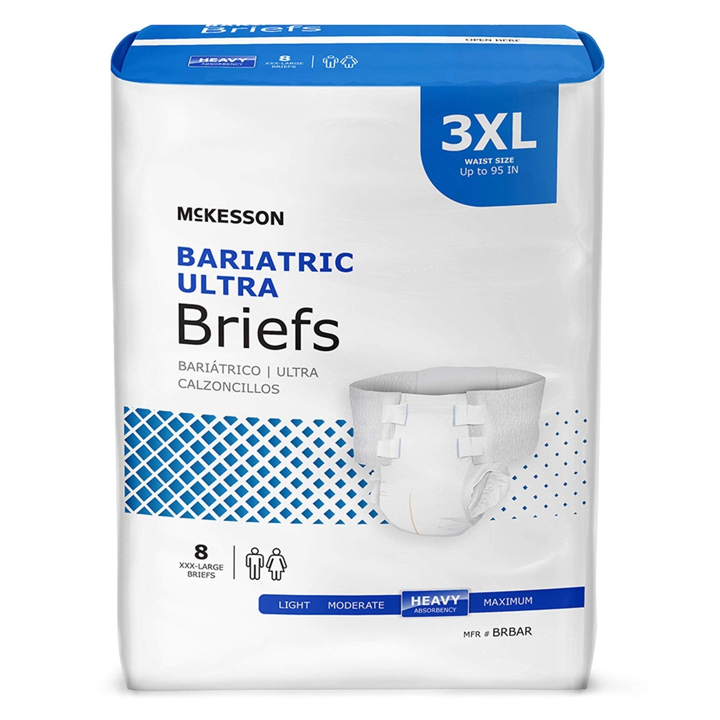 McKesson Ultra Briefs, [32 Count], 3XL, Up to 95 in. Incontinence Adult Diapers with Tabs, Heavy Absorbency, Unisex, Disposable, Elastic Leg Gathers and Contoured Fit for Men and Women