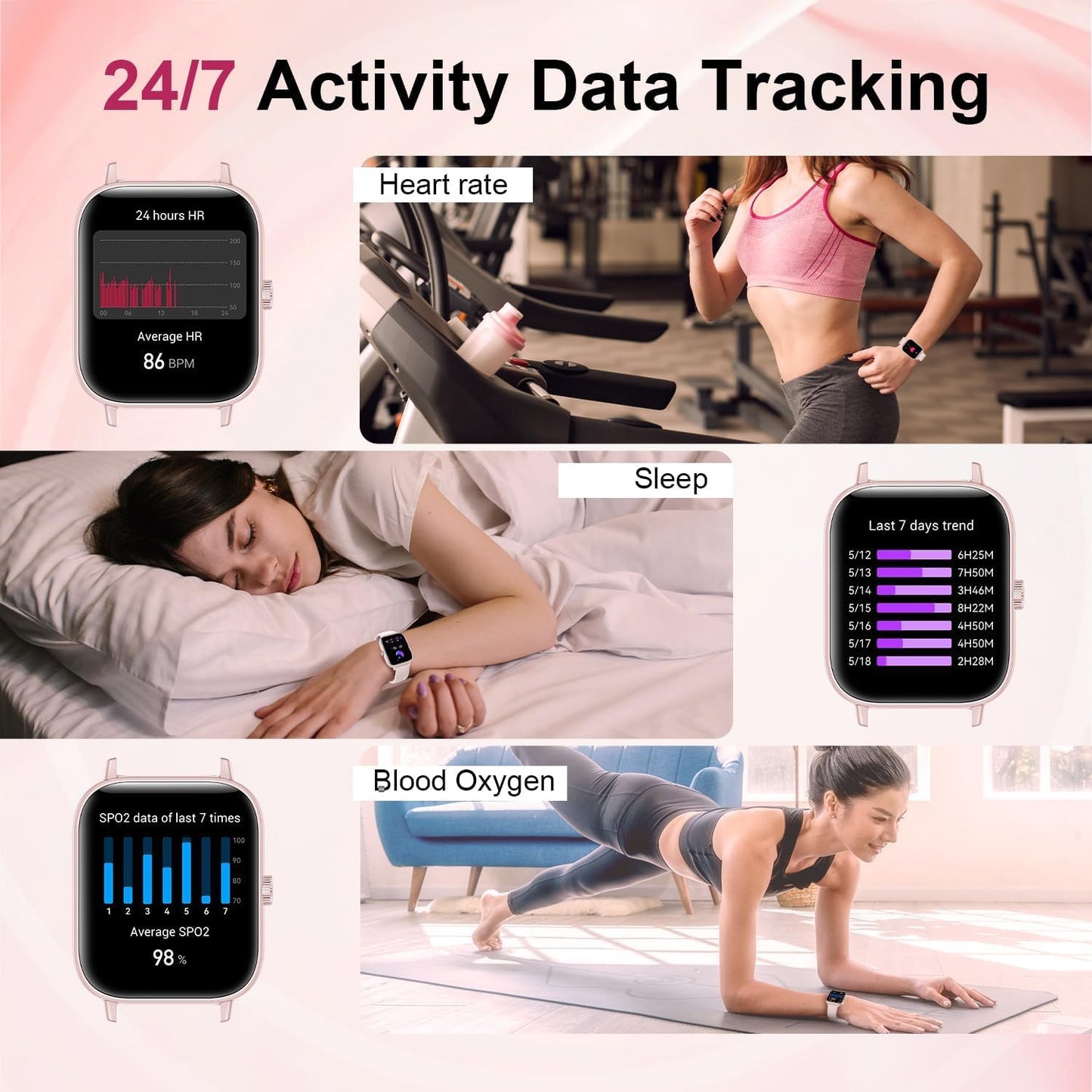 Smart Watch For Women, 1.83 Hd Touchscreen Smartwatch With Bluetooth Call/Make Calls, Ip68 Waterproof Fitness Tracker With 150