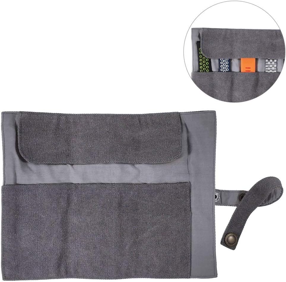 Watch Band Accessories,Smart Watch Band Cotton Canvas Protable Storage Bag Case Pouch Organizer-Compatible with Apple Watchbands, Garmin Watch Band, Samsung Watch Band etc,
