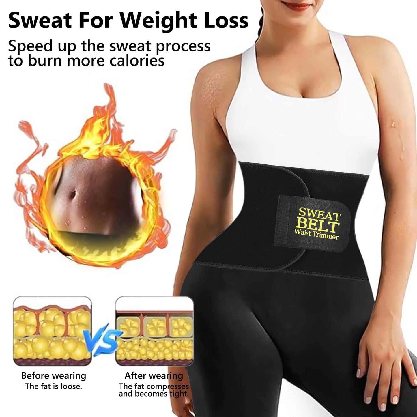 AMZBOSS Waist Trainer for Women Lower Belly Fat, Waist Sweat Band for Women, Belly Band Sweat Belt, Stomach Wrap, Faja Body Shaper (BLACK, Large)