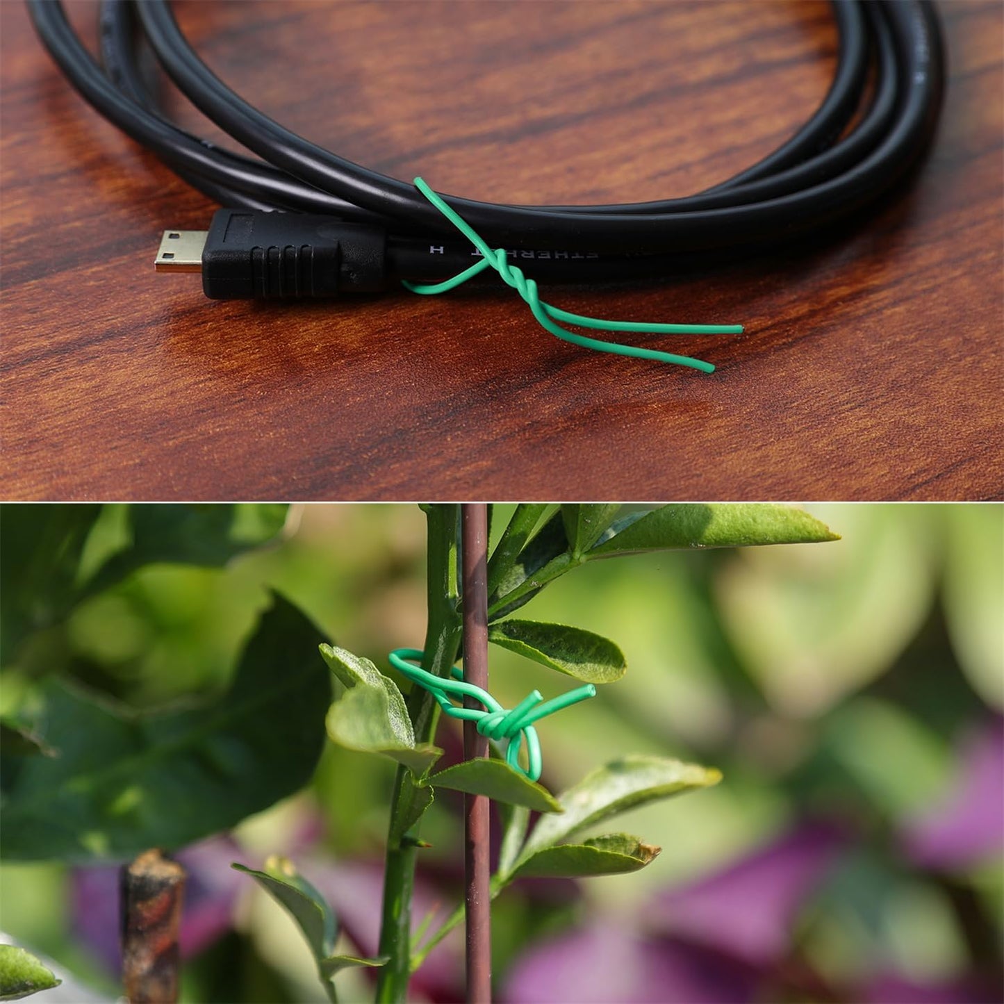 200 Pcs 6 inch Garden Twist Tie, Round Plastic Twist Ties for Plants, Vines and Wrapping Cords or Christmas Tree Gardening Plants Growth and Care, Home Cable Organization (Blackish Green)
