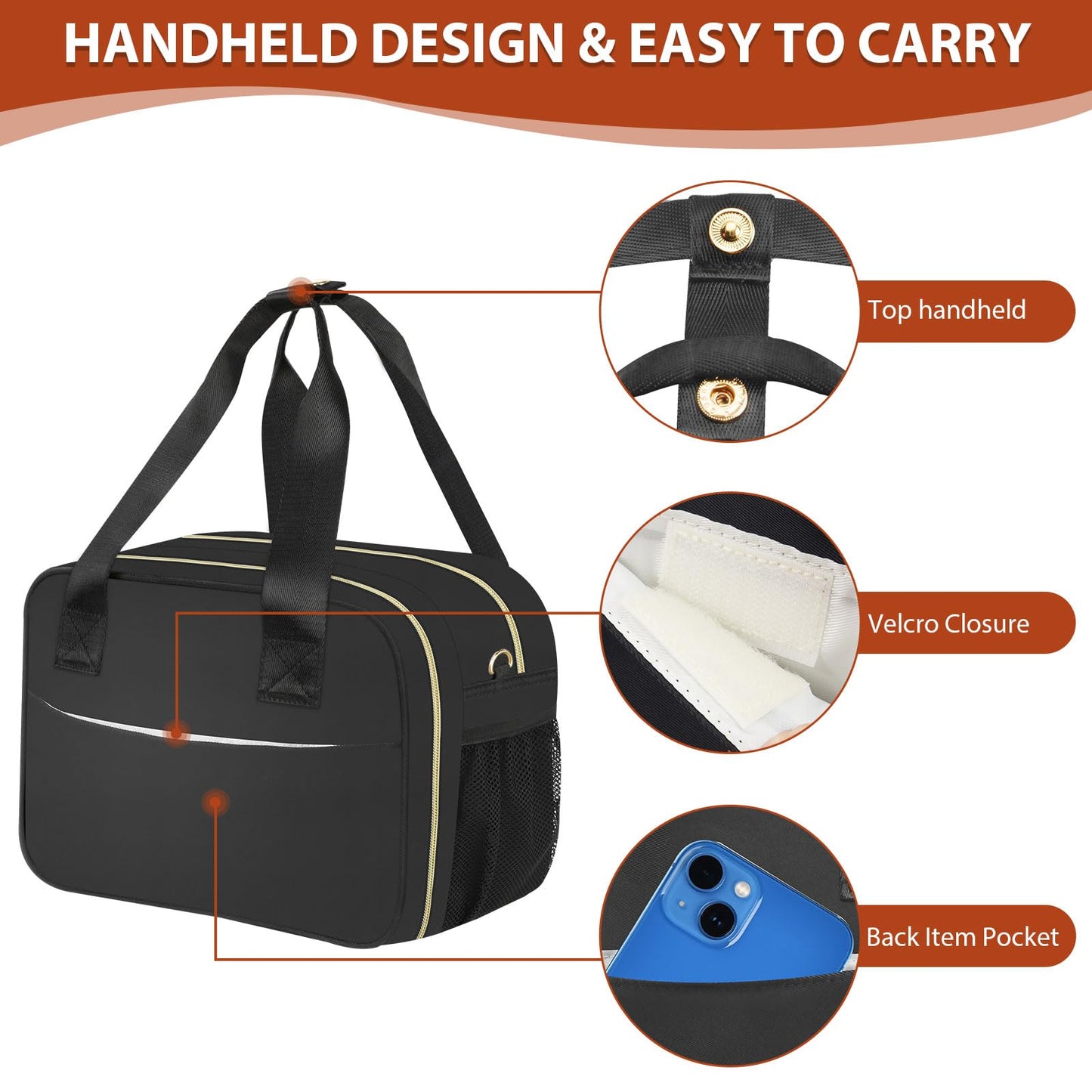 PIIOSER Breastmilk Cooler Bag with Ice Pack, Fits 6 Baby Bottles Up to 9 Ounce, Insulated Bottle Travel Bags with Shoulder Strap-Wearable Breast Pump Carrying Case for Nursing & Working Moms, Black